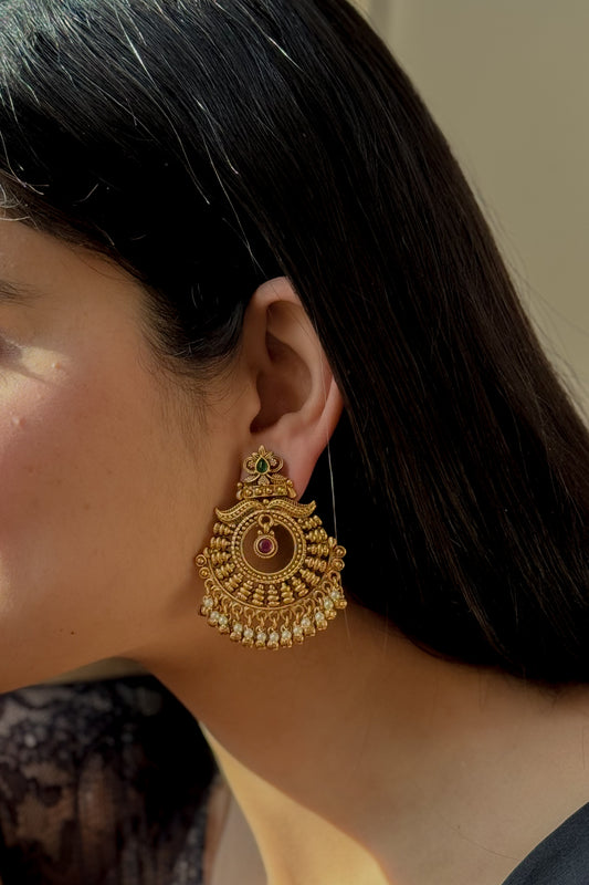 Rudraana Temple Chandbali Earrings