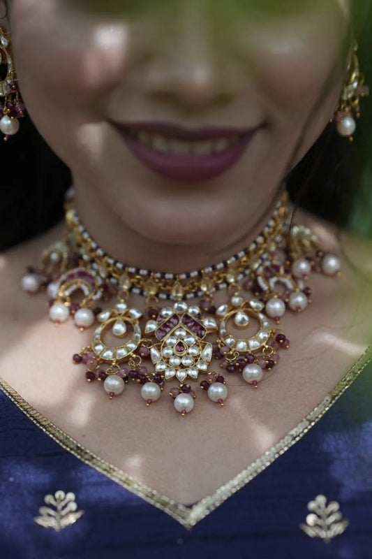 Heena Pink Kundan Necklace Set