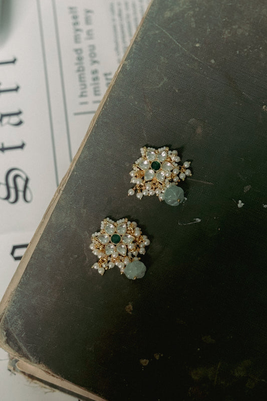 Star Green Kundan Earrings