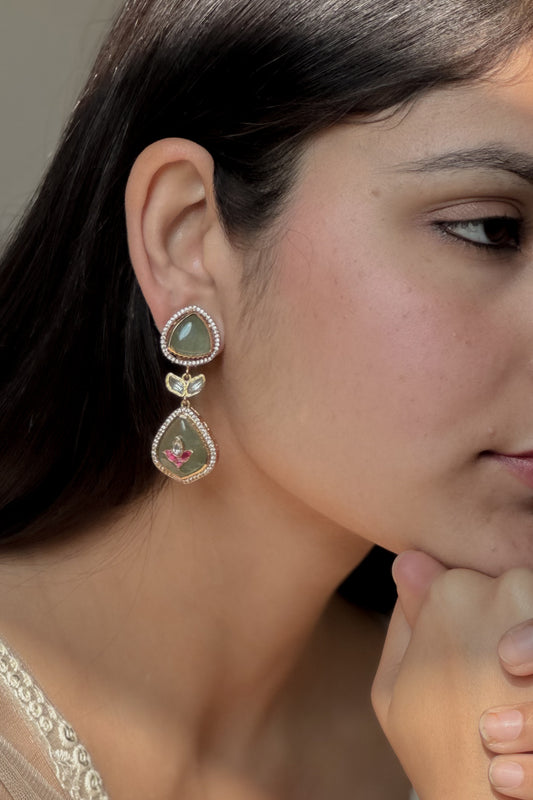 Lyanna Mint Meenakari Earrings