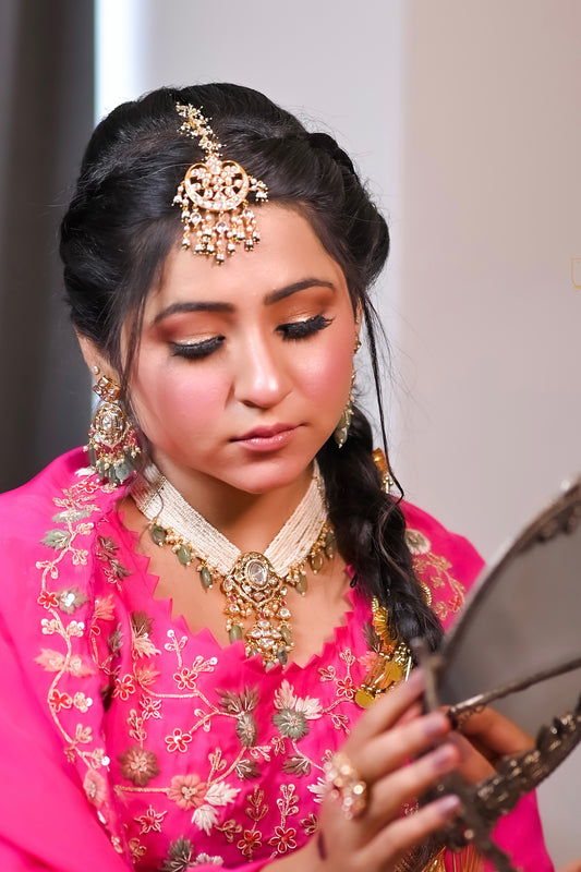 Ramada Green Necklace and Maangtikka Set