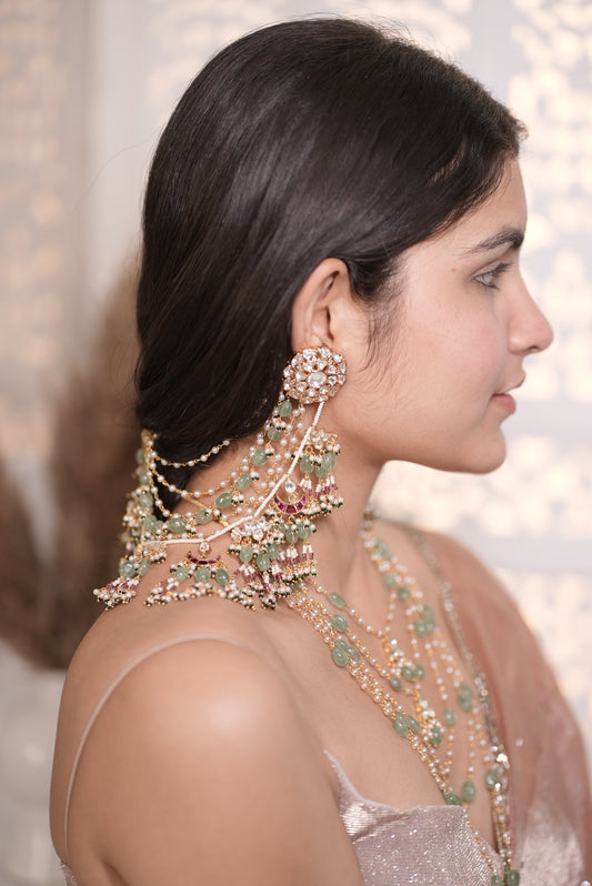 Hania Polki Earrings with Earchain