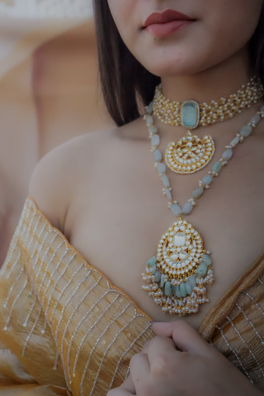 Saira Mint Kundan Necklace set