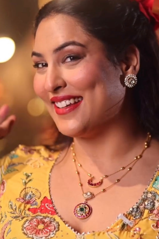 Heer Pink-Green Polki Necklace