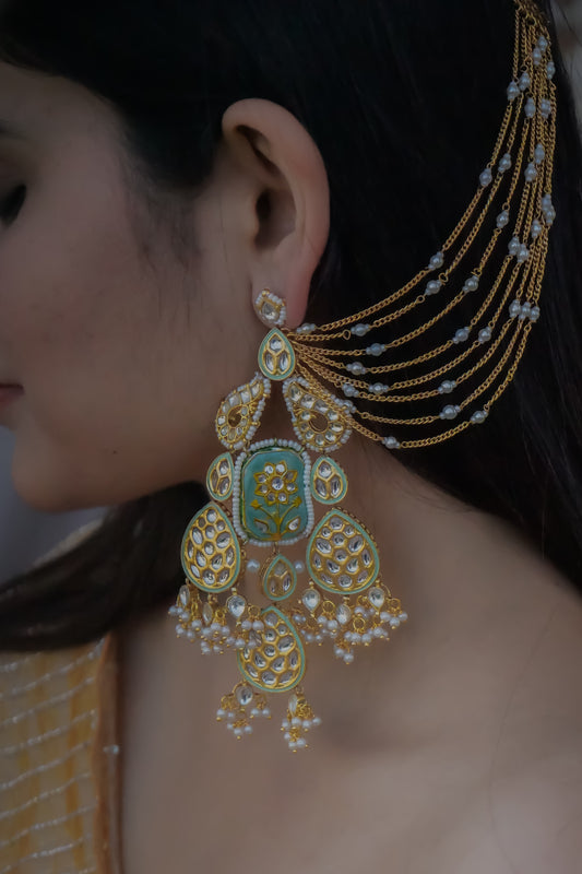 Abidha Mint Chandhbali Earrings