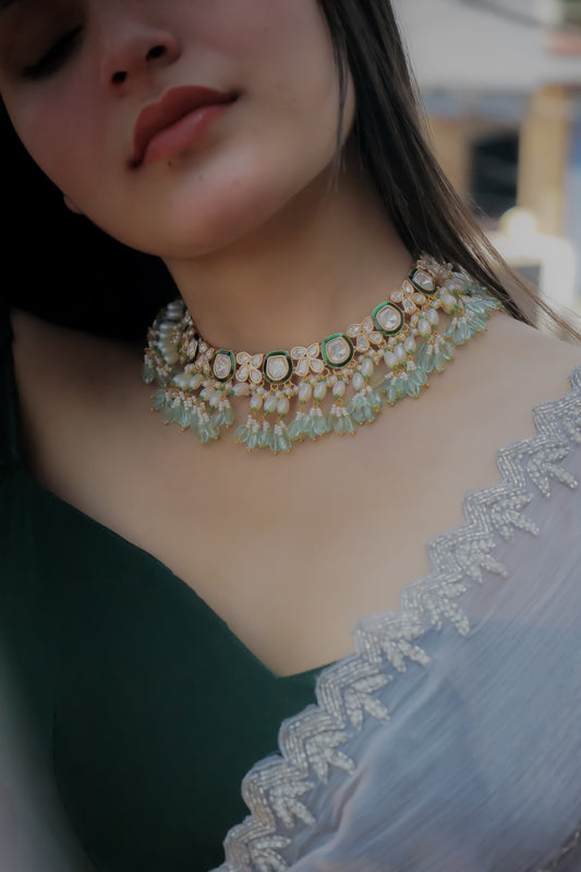 Ruhana Green Polki Necklace