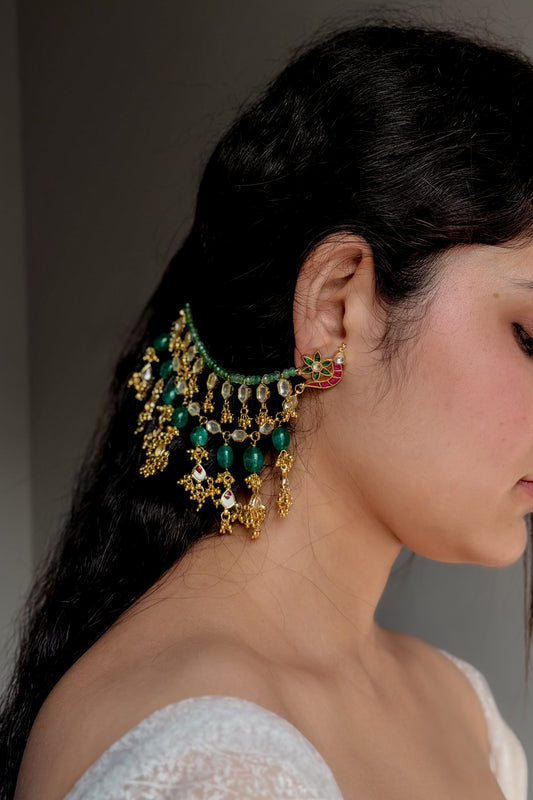 Warda Green Earchain Earring
