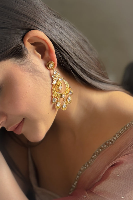 Radiant Embossed Polki Earrings