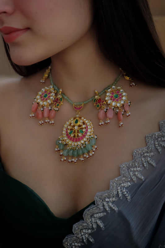 Hareeta Green Kundan Necklace