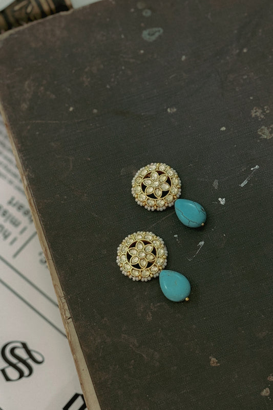 Reet Turquoise Kundan Earrings