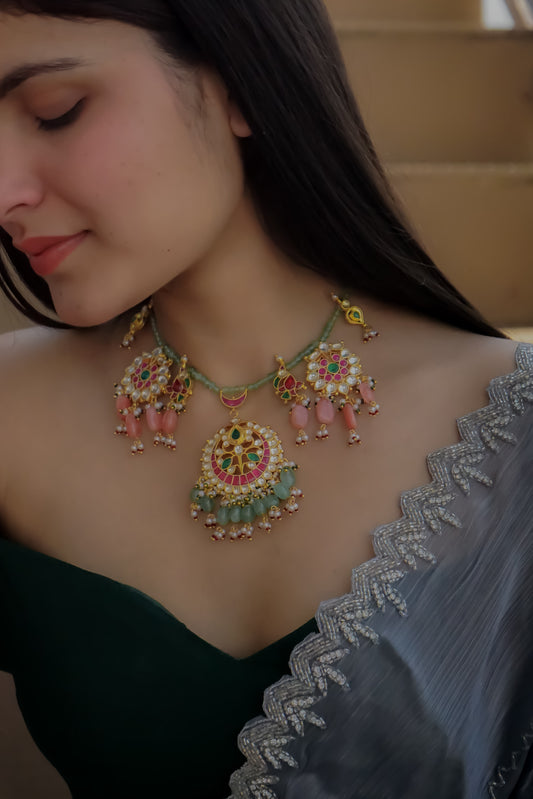Hareeta Green Kundan Necklace