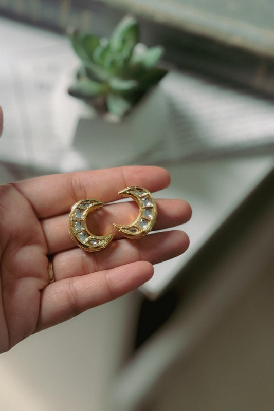 Zoe Half Moon Kundan Earrings