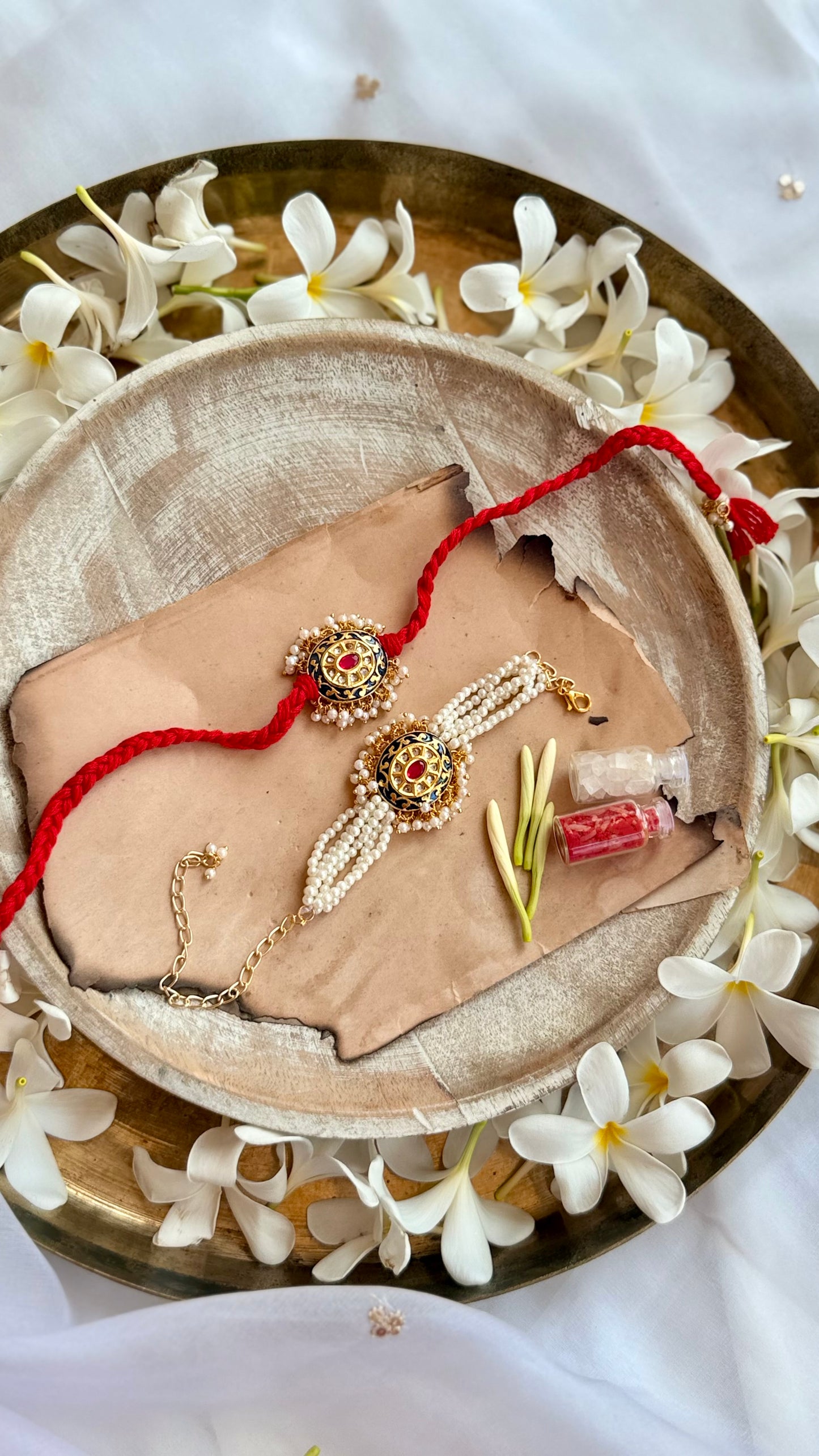 Vyom Meenakari Braided Rakhi & Lumba Set