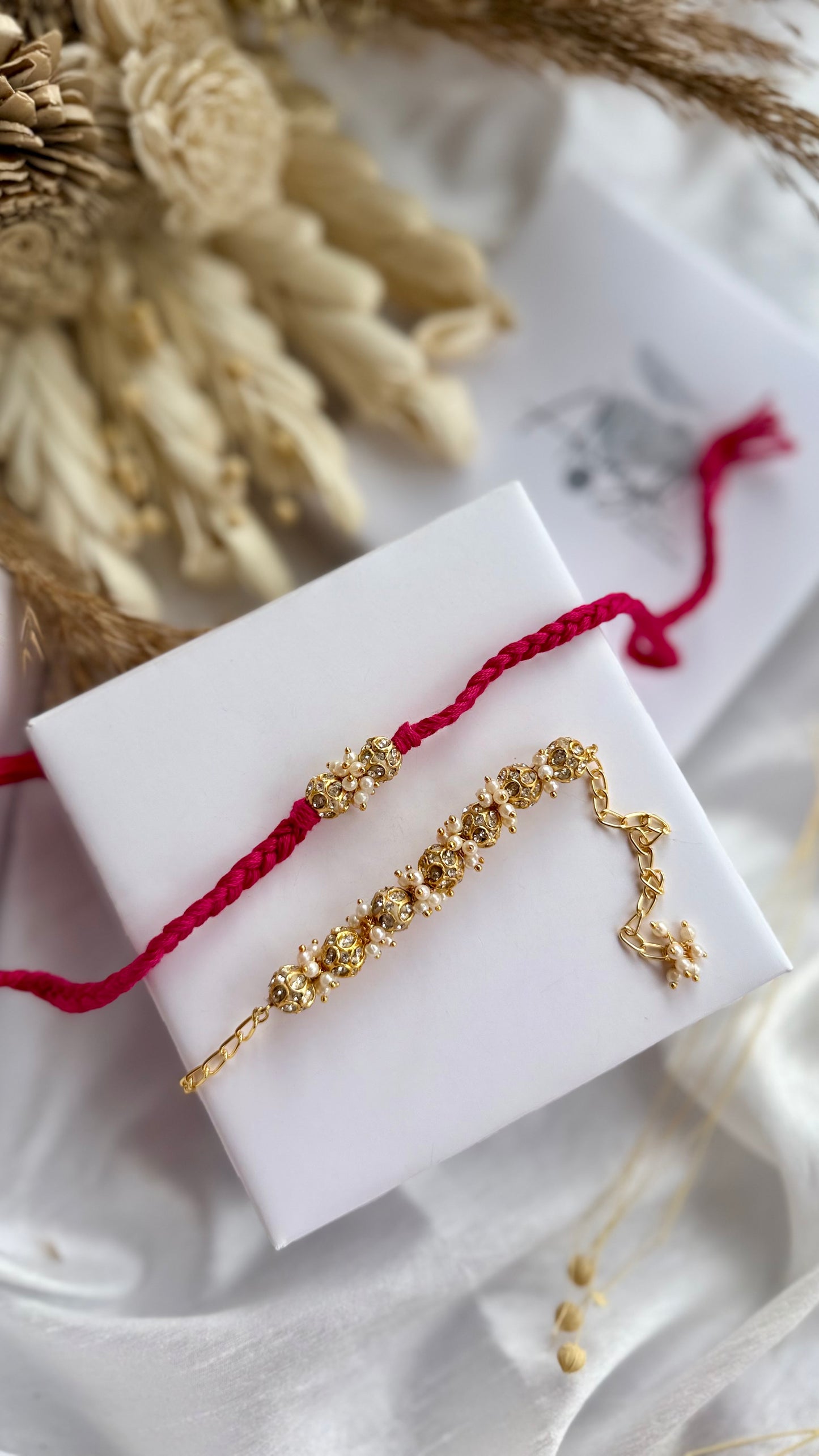 Sreyansh Golden Ball Rakhi & Lumba Set