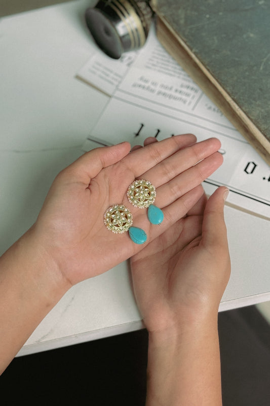 Reet Turquoise Kundan Earrings