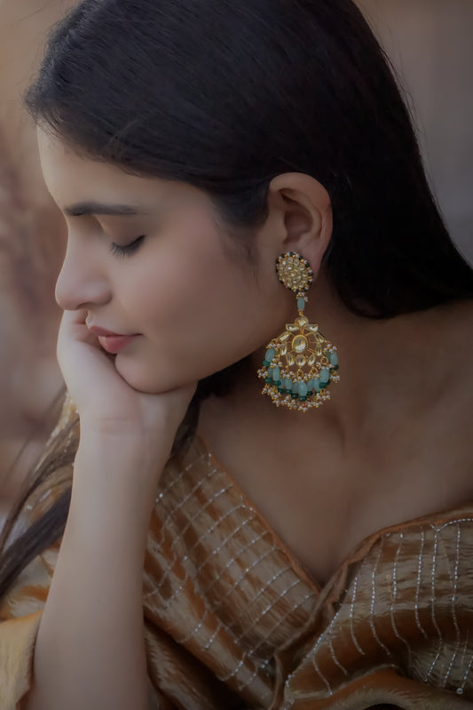 Yiska Kundan Mint Earrings