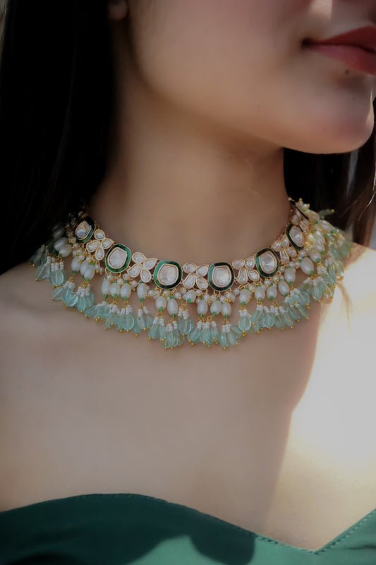 Ruhana Green Polki Necklace