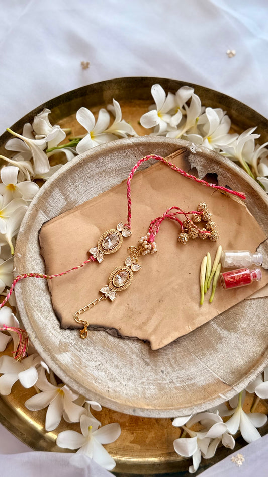 Manvik Polki Rakhi & Lumba Set