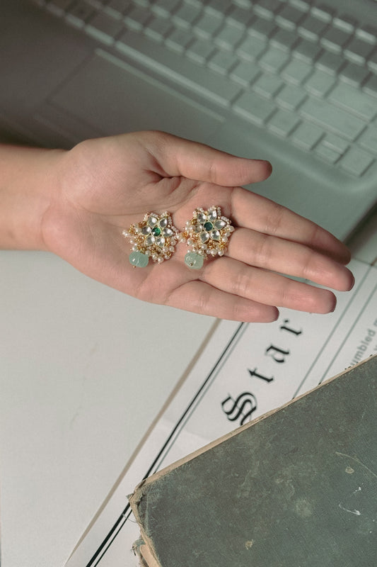 Star Green Kundan Earrings