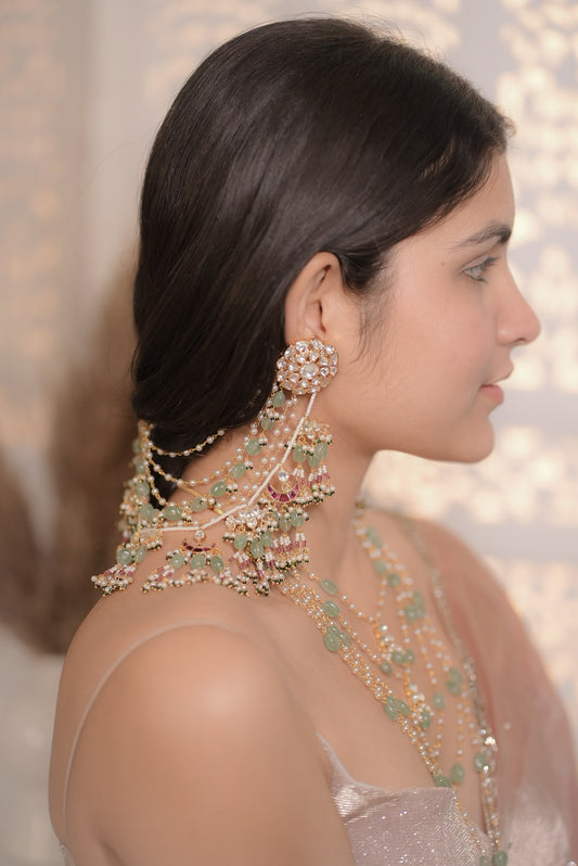 Hania Polki Earrings with Earchain