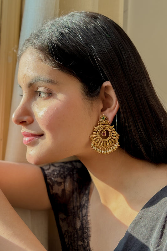 Rudraana Temple Chandbali Earrings