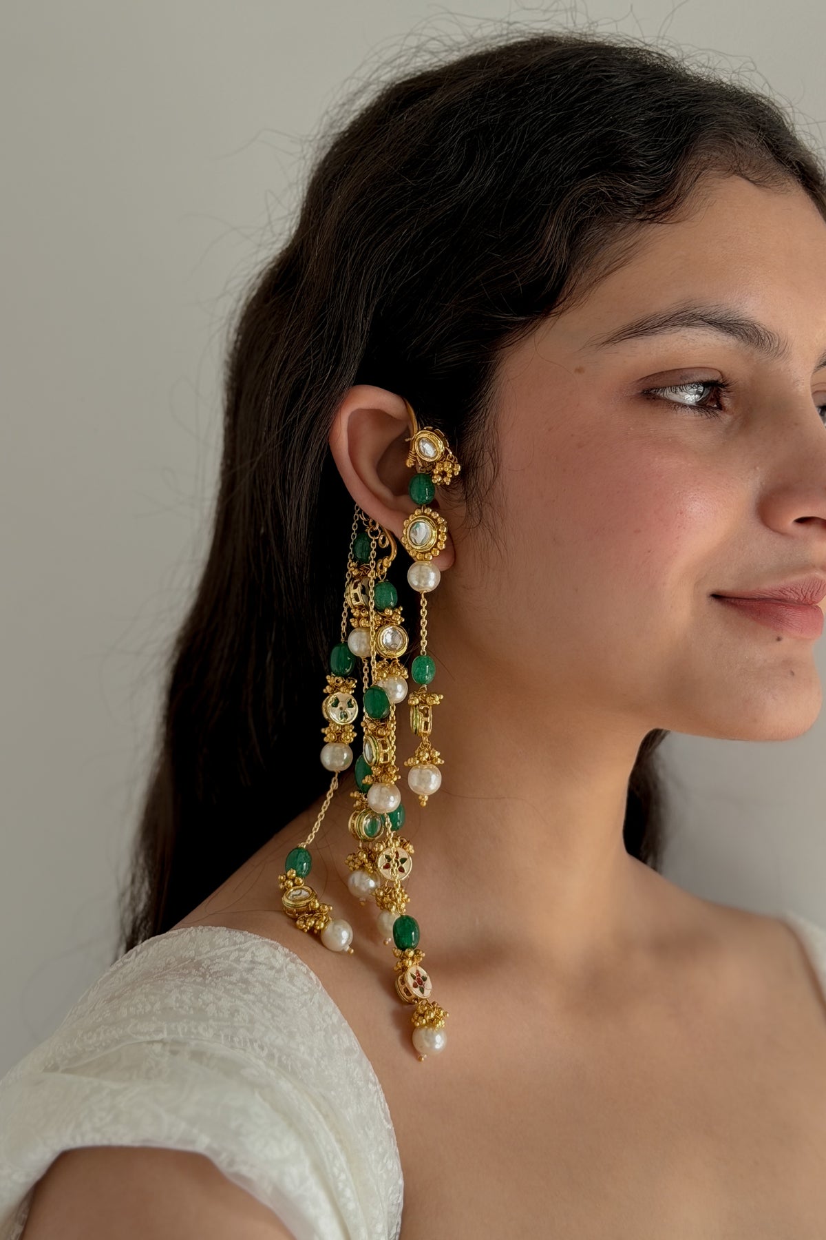 Eliza Green Kundan Earrings