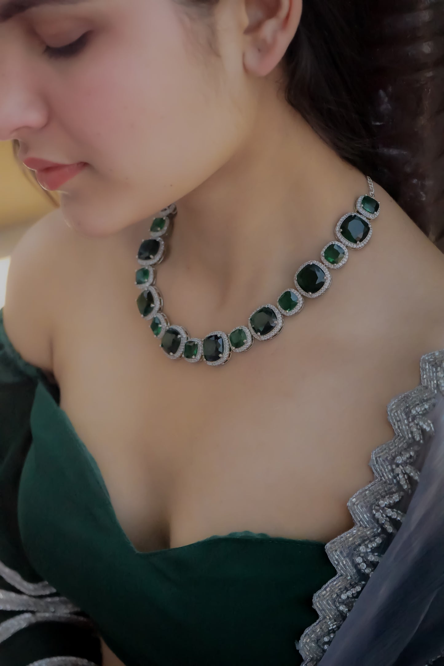 Cara Green Polki Necklace