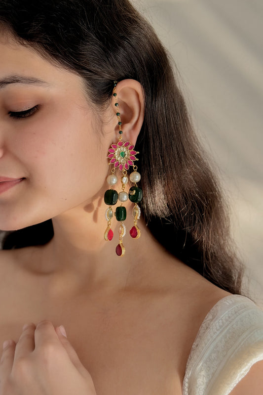 Areeba Multicolor Kundan Earrings
