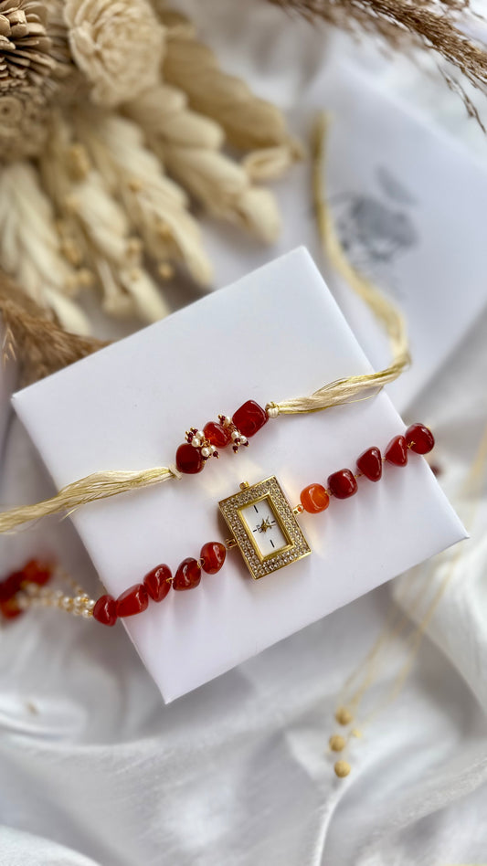 Aariv Rust Beaded Lumba Set