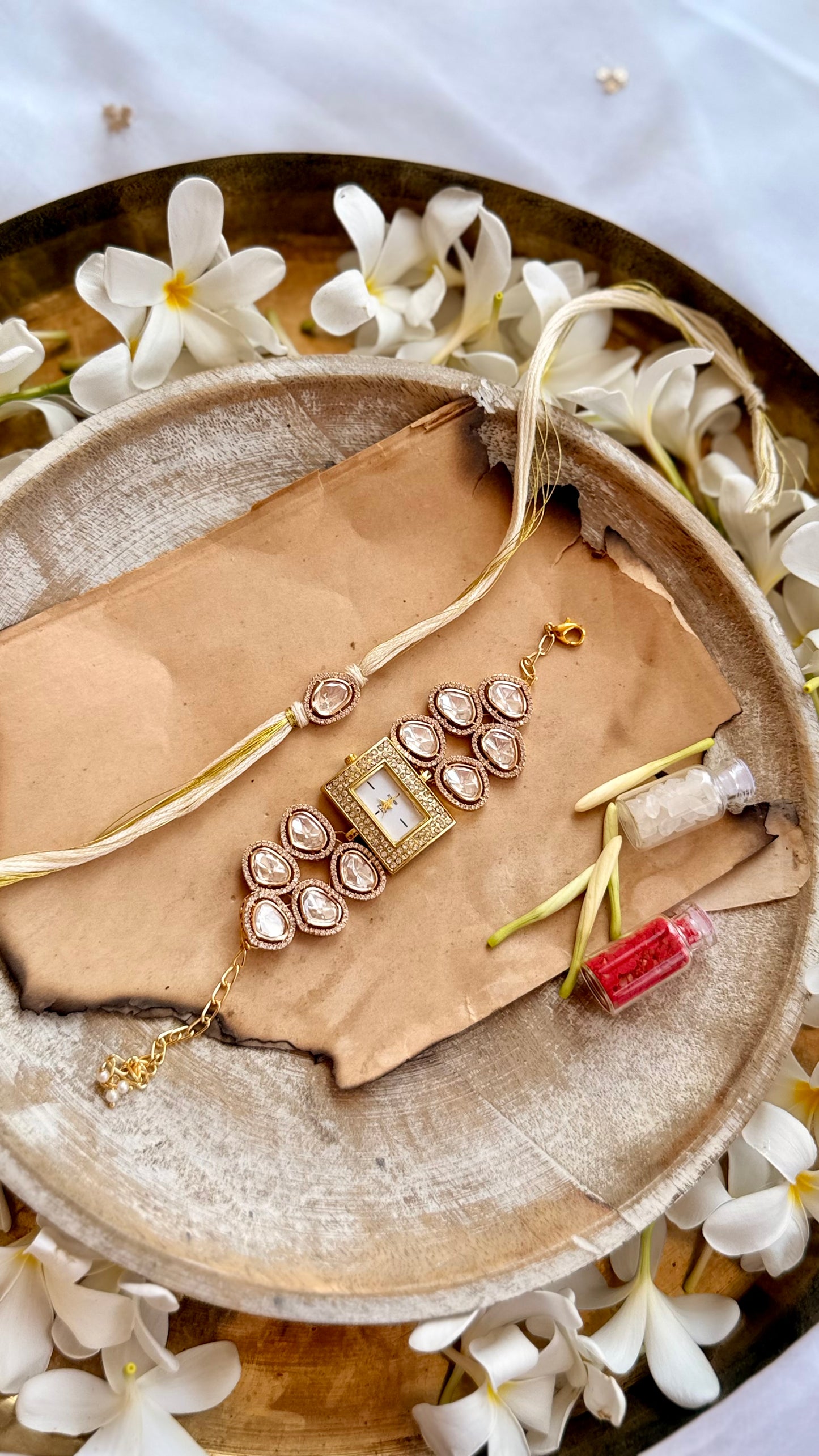 Rishit Polki Rakhi & Watch Set