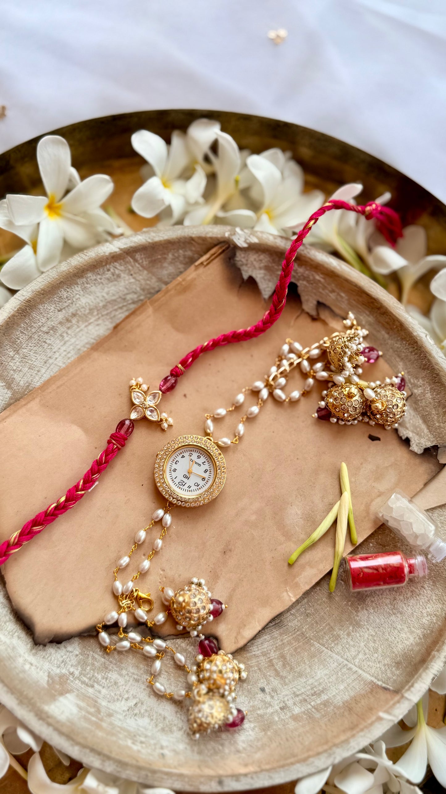 Chaitvik Polki Rakhi & Embellished Watch Set