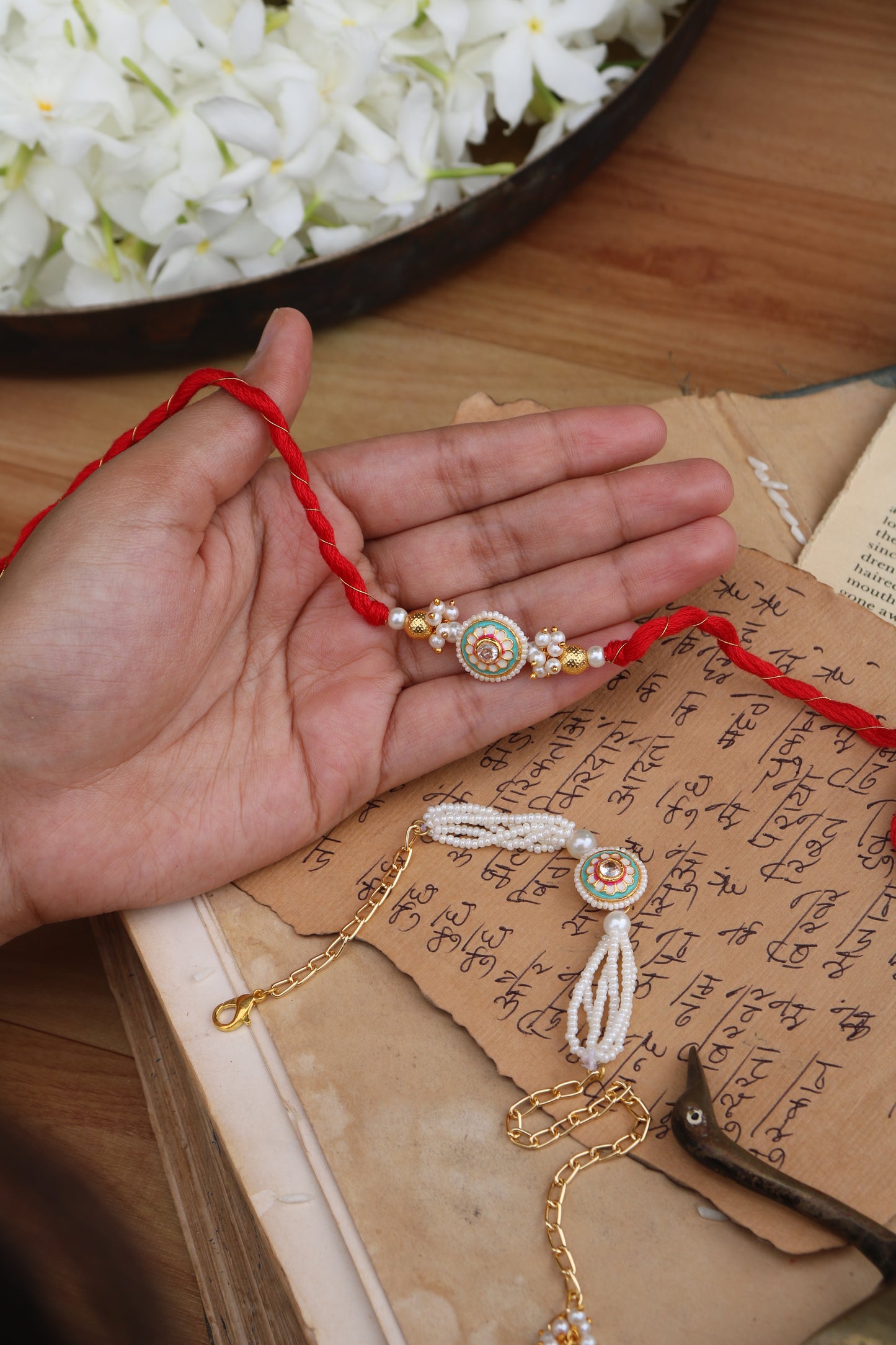 Abhimanyu Red Rakhi & Lumba Set