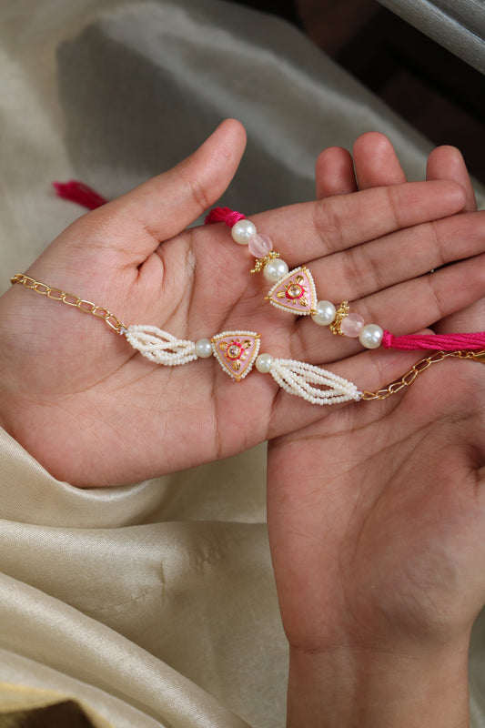 Bidyut Pink Rakhi & Lumba Set