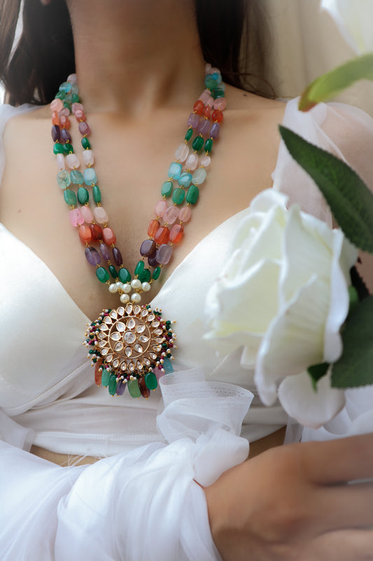 Miksha Multicolored Kundan Pendant Necklace