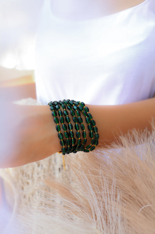 Agata Green Beads Bracelet