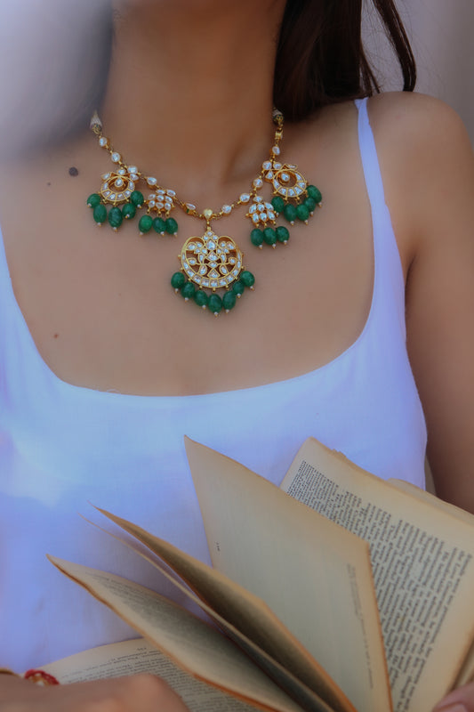 Ajnaa Green Kundan Necklace