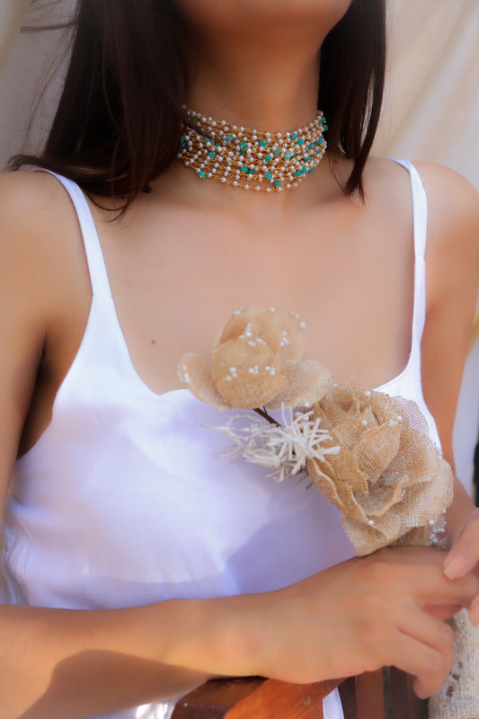 Drew Turquoise Pearl Choker Necklace