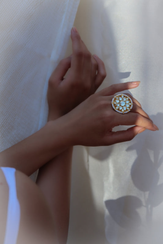Gia Kundan Pearl Ring