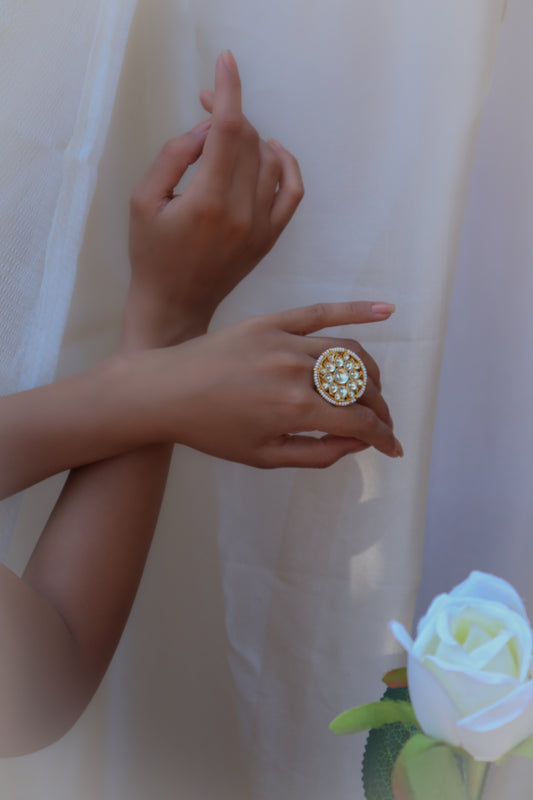 Gia Kundan Pearl Ring