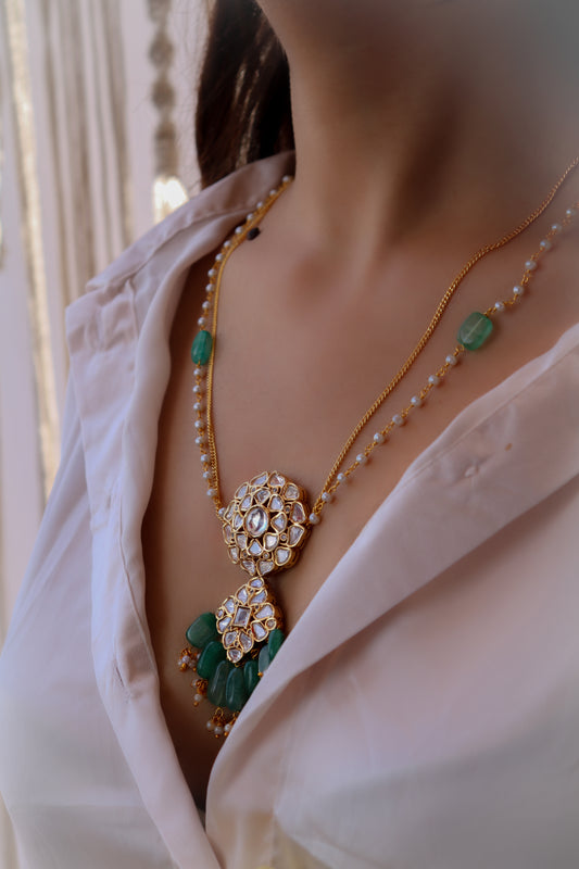 Fia Green Polki Pendant Necklace