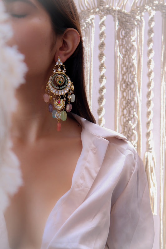 Mukh Multicolored Chandbali Earrings