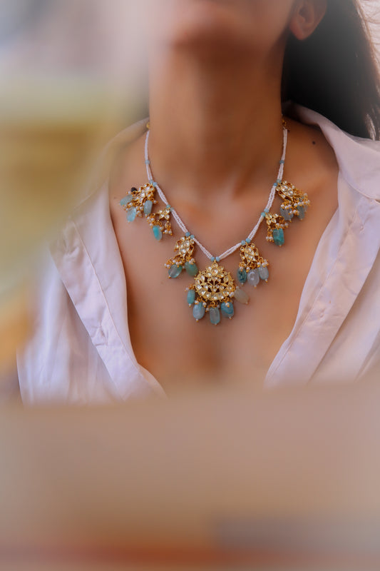 Verna Kundan Blue Necklace