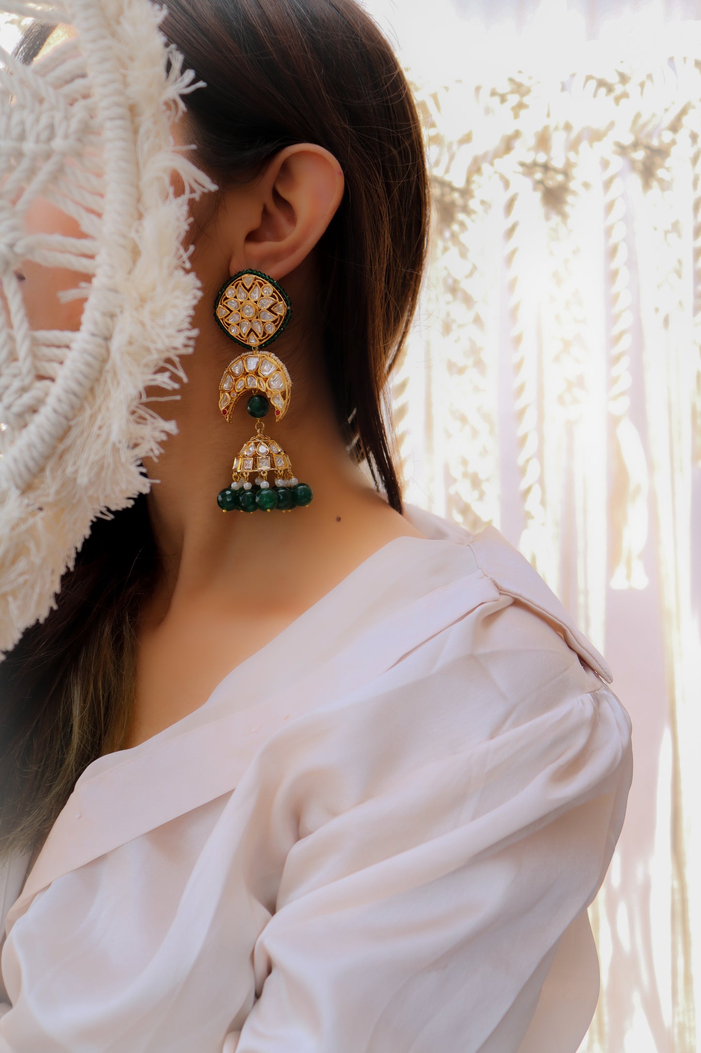 Aakarsh Polki Green Earrings