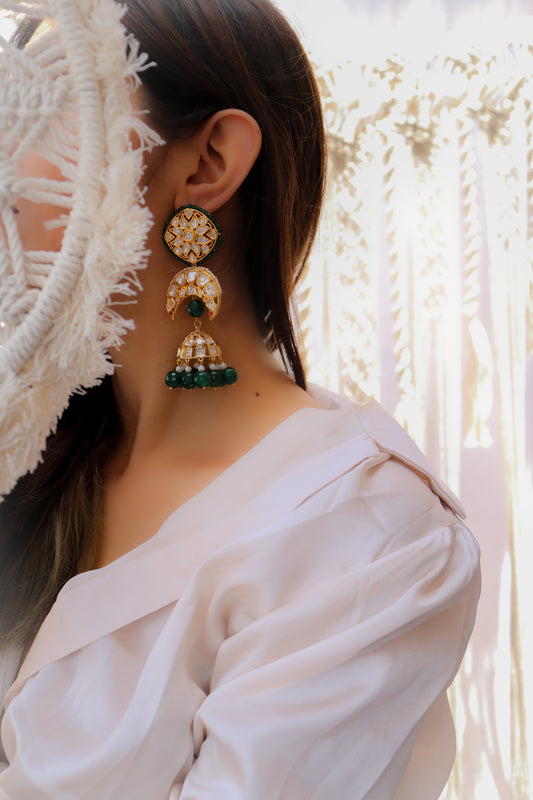 Aakarsh Polki Green Earrings
