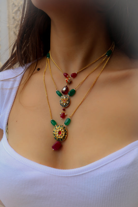 Unees Multilayered Meenakari Necklace