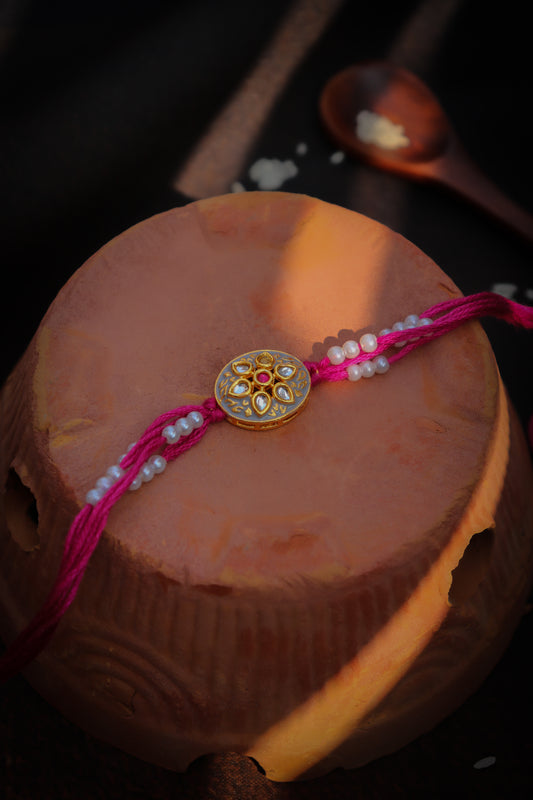 Aarv Pink Meenakari Rakhi