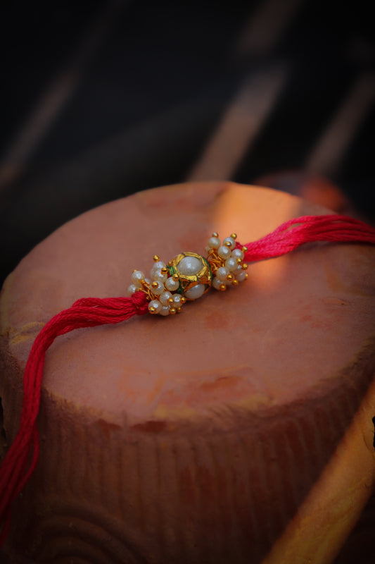 Adhamya Red Pearl Rakhi