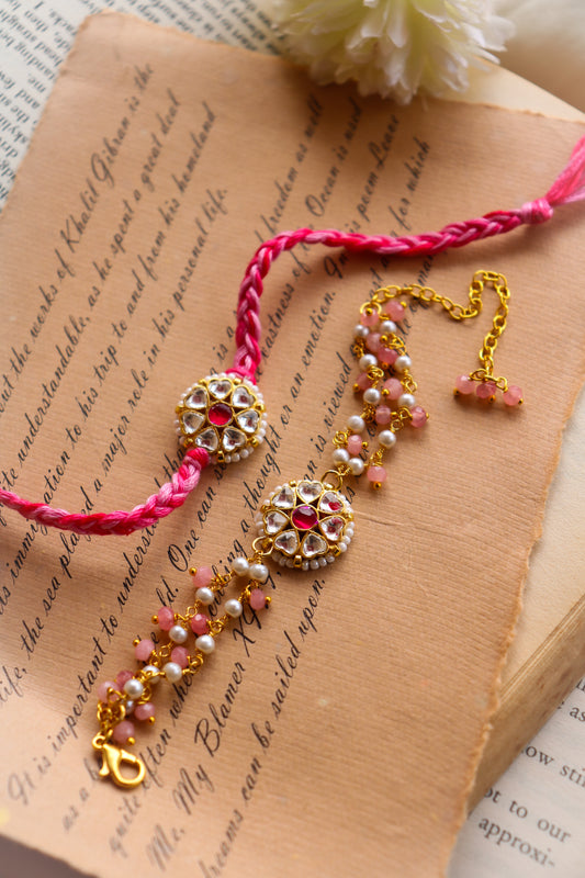 Jigar Kundan Rakhi and Lumba Set
