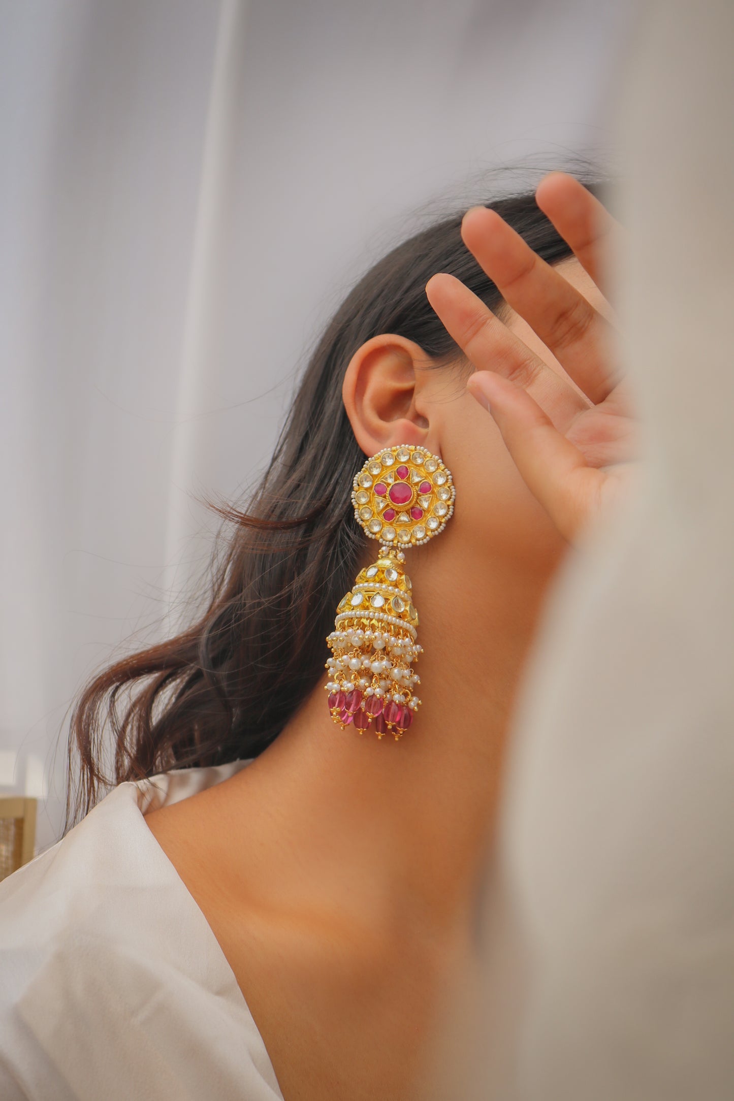 Geneva Kundan Jhumka Earrings