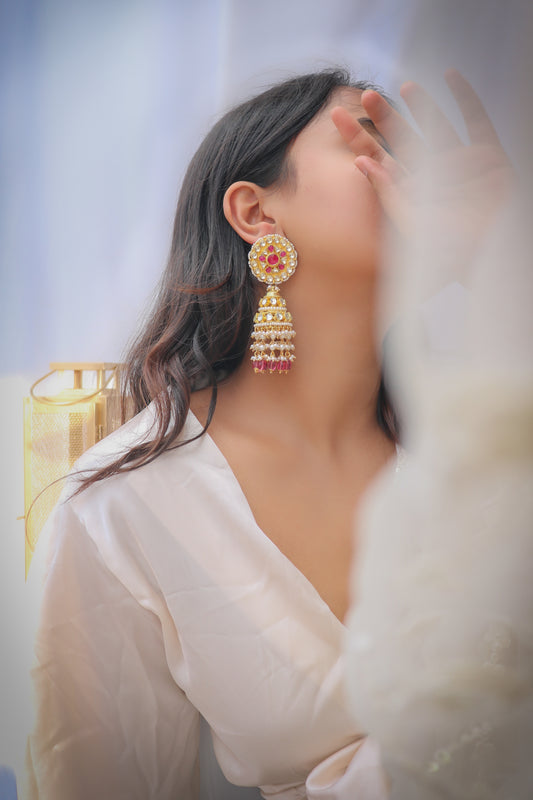 Geneva Kundan Jhumka Earrings